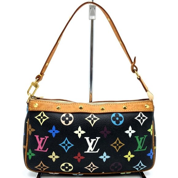 Louis Vuitton Monogram Multicolor Murakami Pochette Pouch Bag Accessories Black - Picture 4 of 10